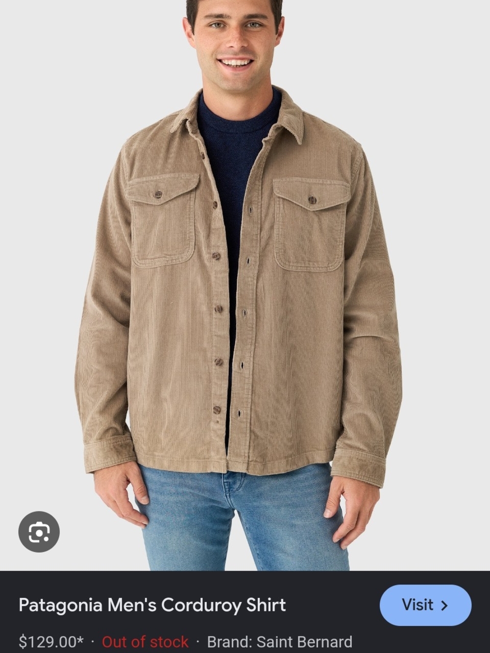 Patagonia Corduroy Shirt Jacket in Light Tan
